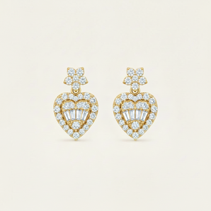 Heart Drop Diamond Earrings - Psylish