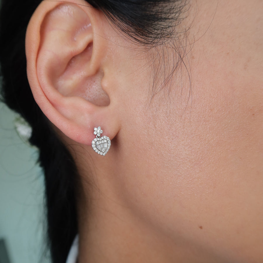 Heart Drop Diamond Earrings - Psylish