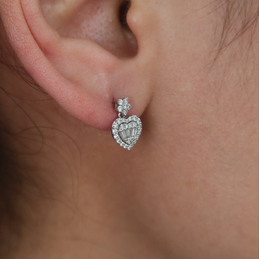 Heart Drop Diamond Earrings - Psylish
