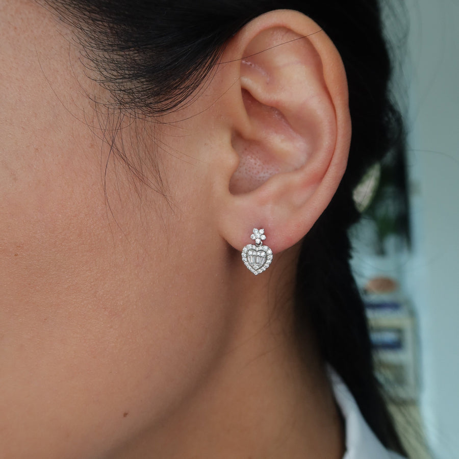 Heart Drop Diamond Earrings - Psylish