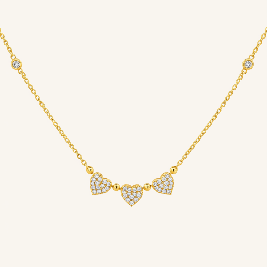 Heart Trio Diamond Necklace - Psylish