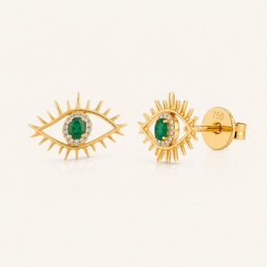 Tichi 'Evil Eye' Emerald Stud Earrings - Psylish