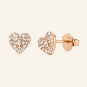 Rhea Heart Diamond Stud Earrings - Psylish