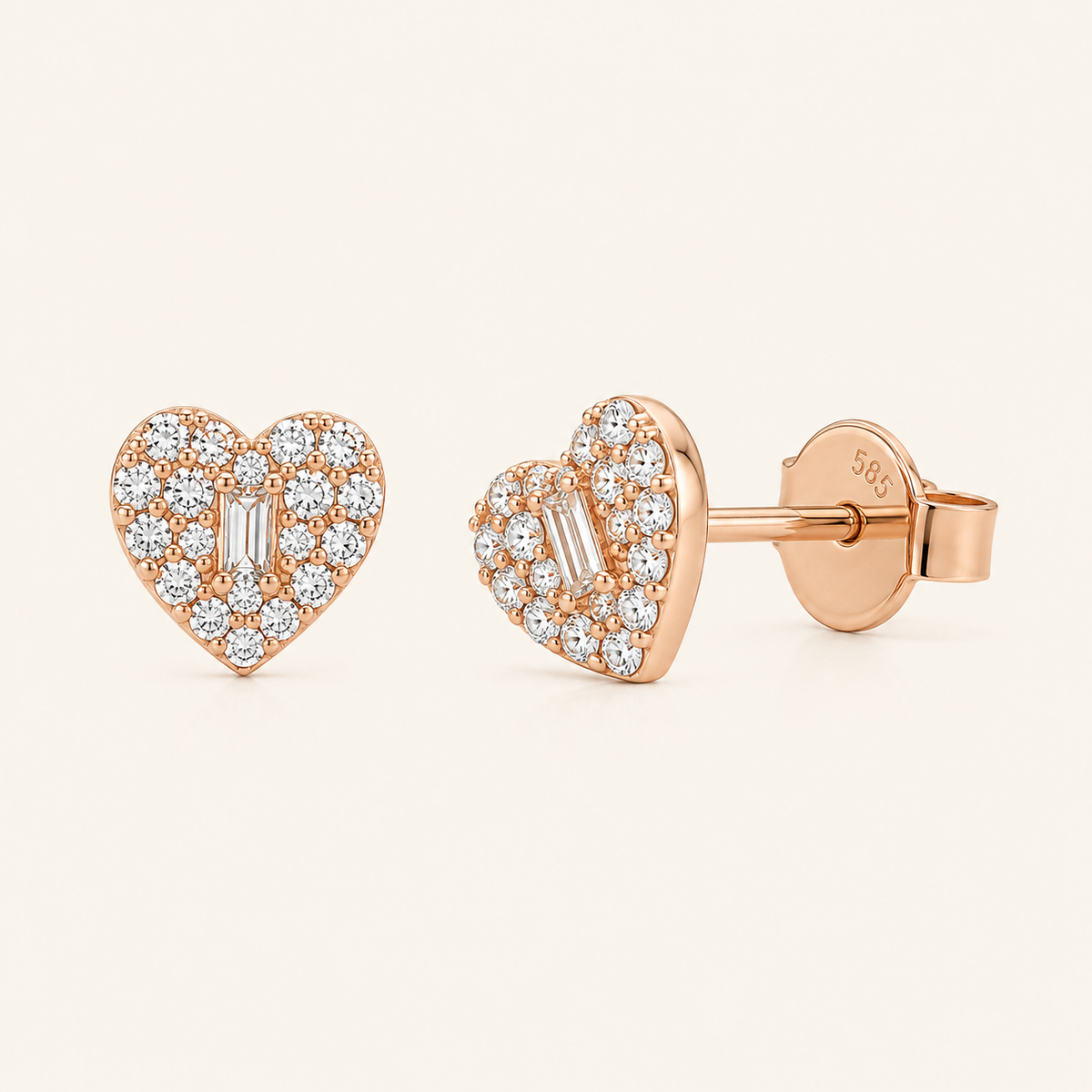 Rhea Heart Diamond Stud Earrings - Psylish