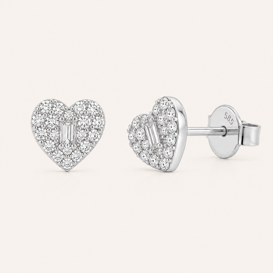 Rhea Heart Diamond Stud Earrings - Psylish