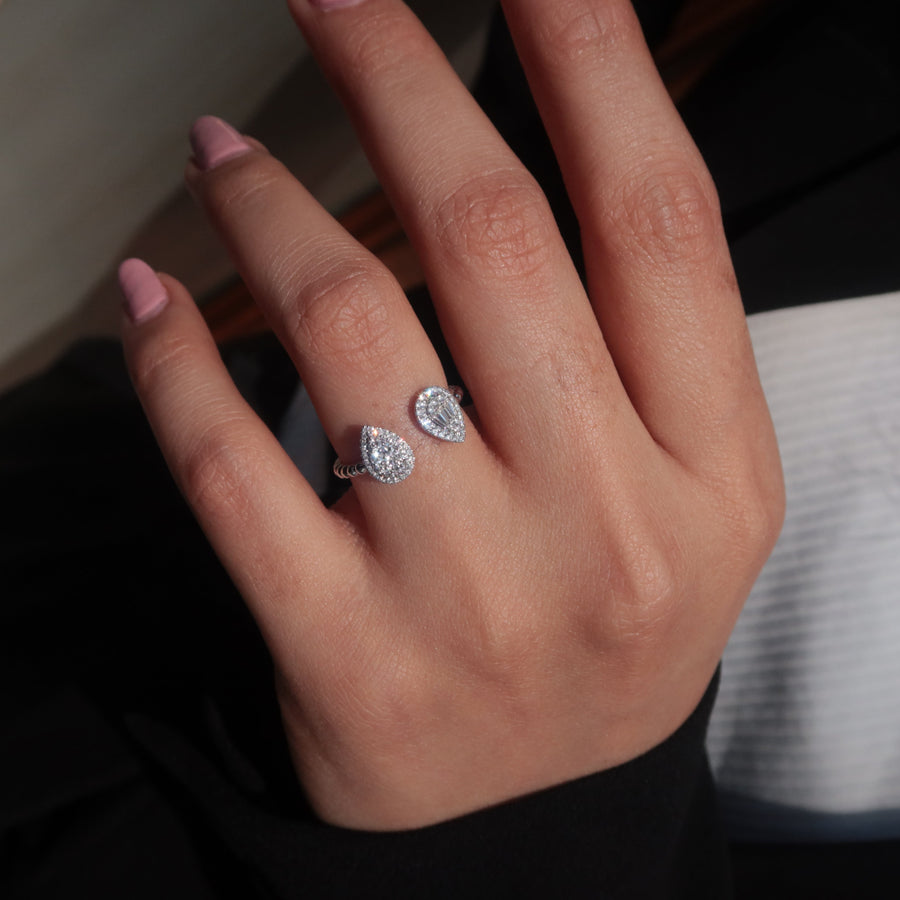 Double Pear Diamond Ring - Psylish