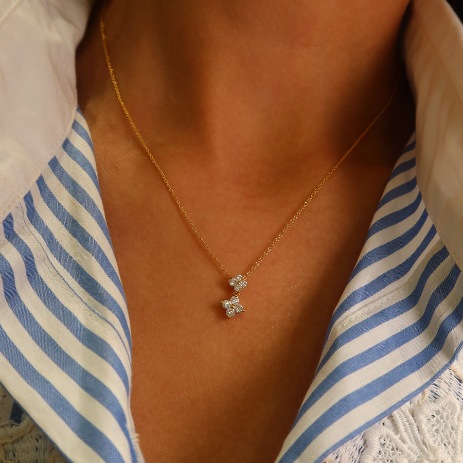 Clover Dangly Diamond Necklace - Psylish