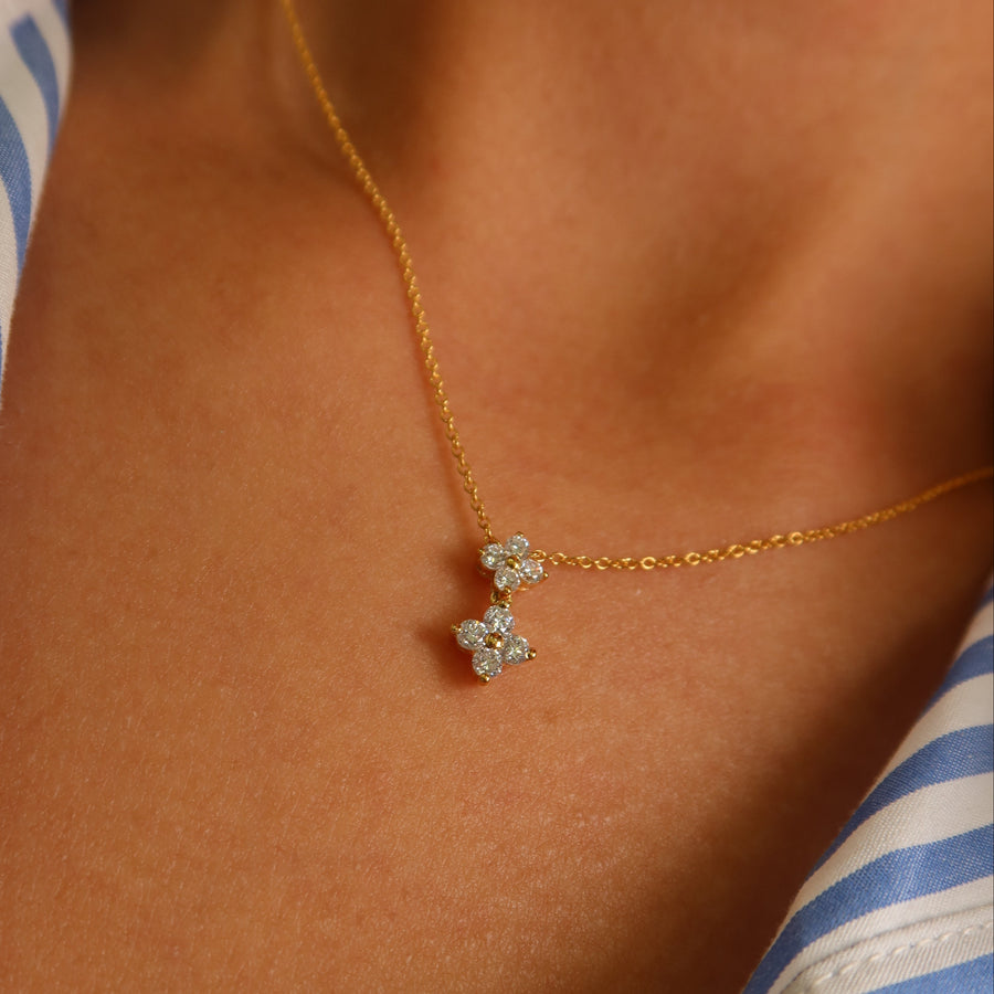 Clover Dangly Diamond Necklace - Psylish