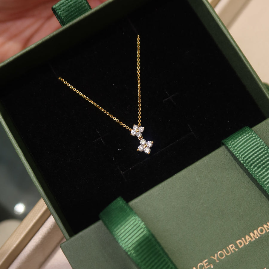 Clover Dangly Diamond Necklace - Psylish