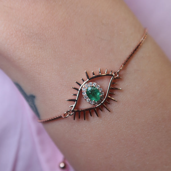 Tichi 'Evil Eye'  Emerald Bracelet - Psylish