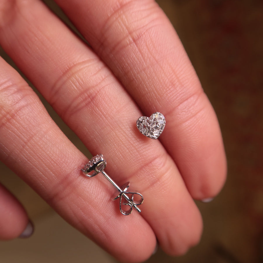Amara Heart Diamond Studs - Psylish