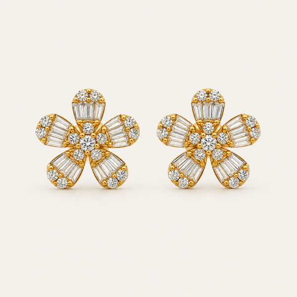 Izzy Fleur Diamond Stud Earrings - Psylish