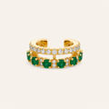 Kai White Sapphire & Natural Zambian Emerald Ear Cuff