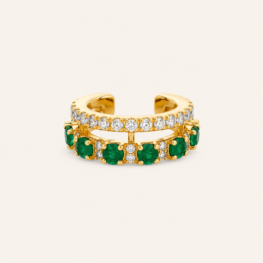 Kai White Sapphire & Emerald Cuff - Psylish