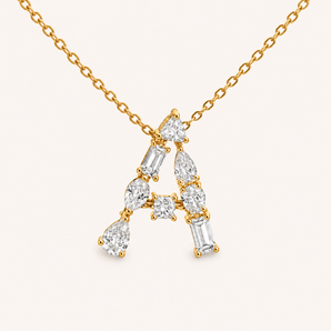 Bold Fancy Shape Diamond Initial Necklace - Psylish