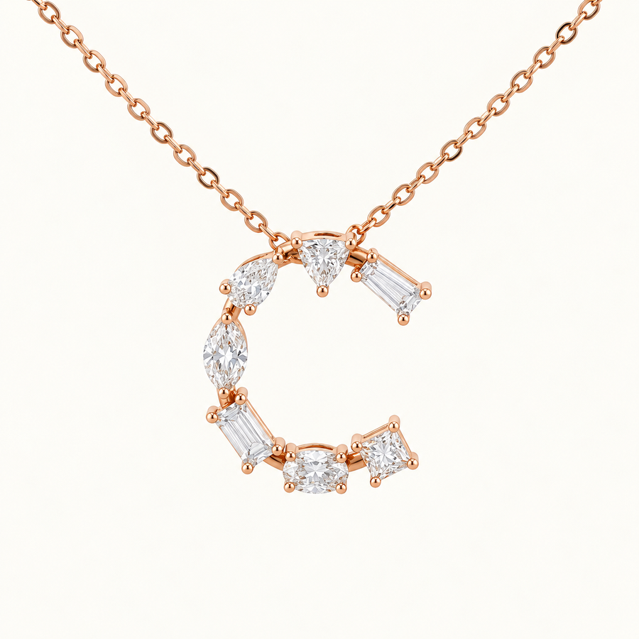 Bold Diamond Initial Necklace