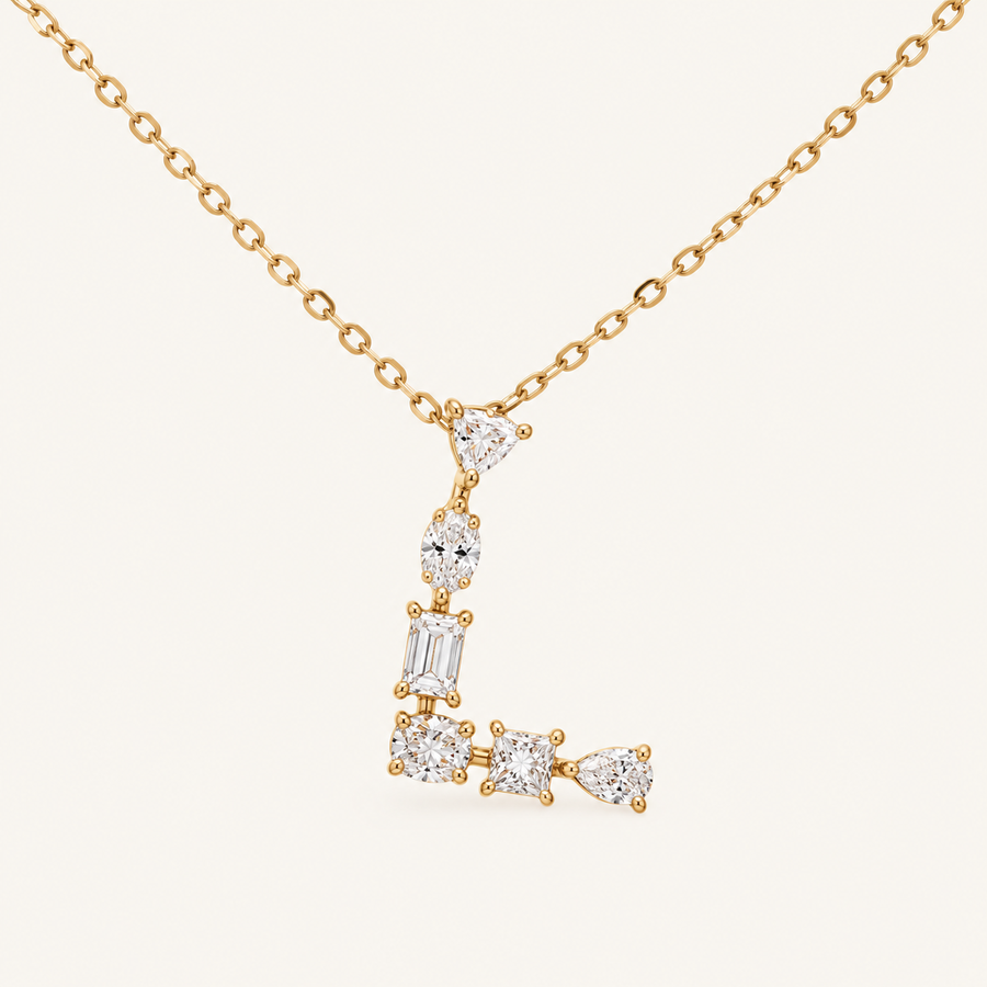 Bold Initial Letter L in Diamonds