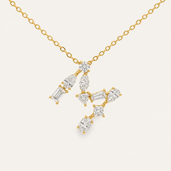Bold Fancy Shape Diamond Initial Necklace - Psylish