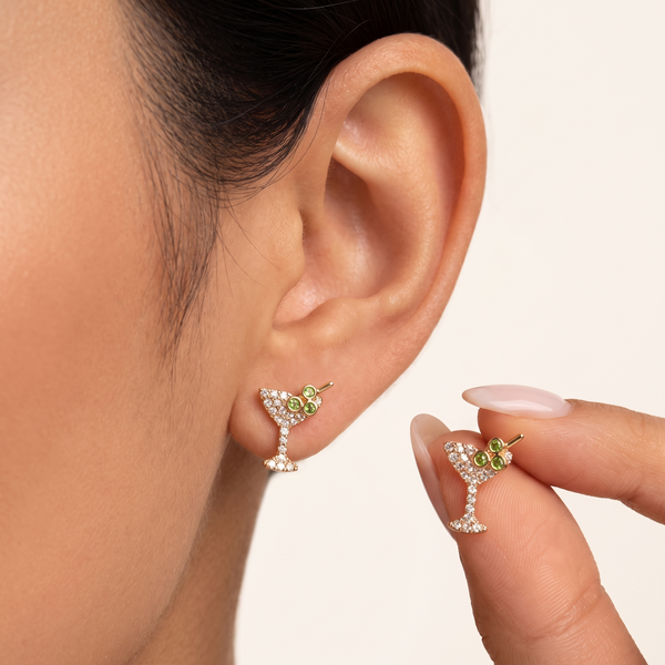 Martini Yellow Garnet & Green Diopside Stud Earrings Yellow Gold