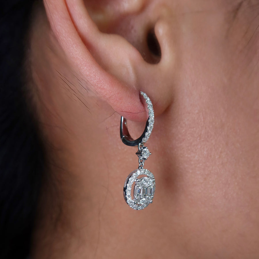 Miley Oval Drop Diamond Earrings - Psylish