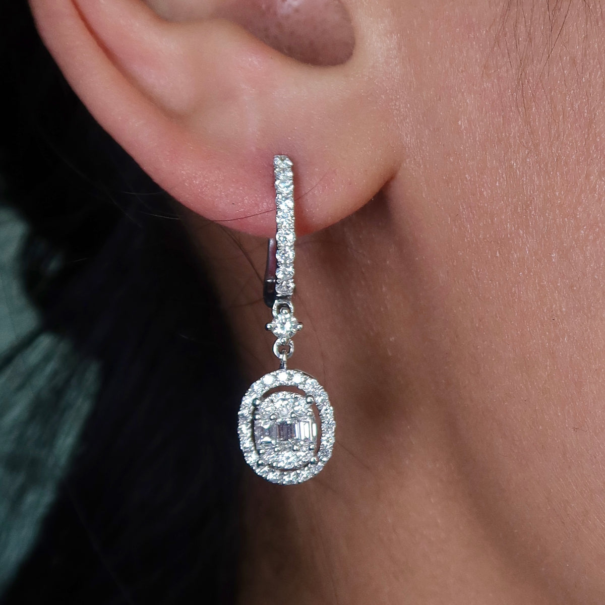 Miley Oval Drop Diamond Earrings - Psylish