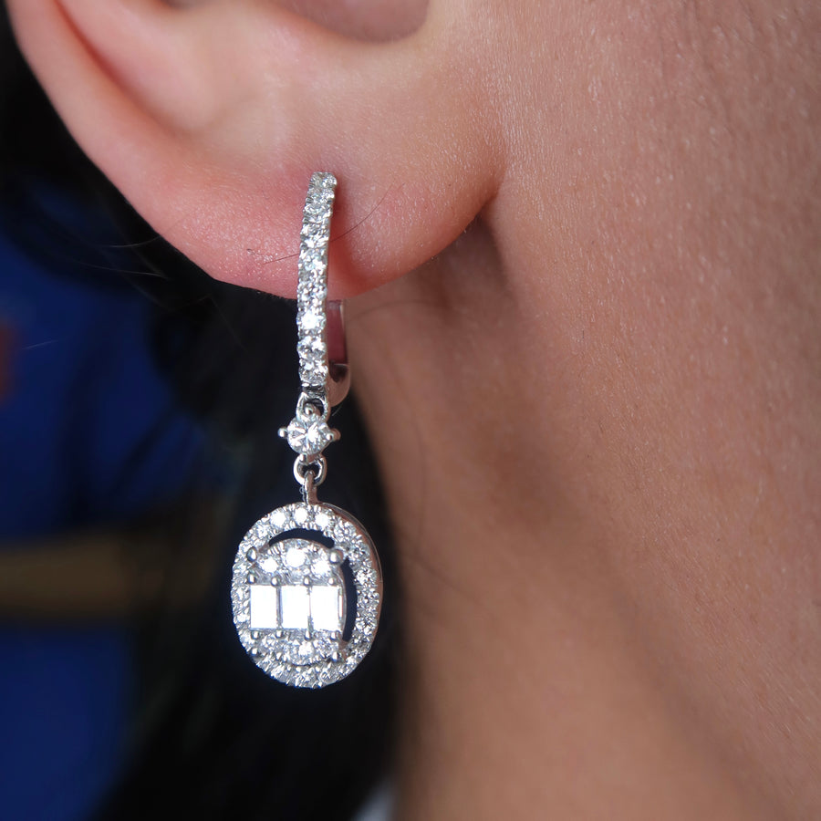 Miley Oval Drop Diamond Earrings - Psylish