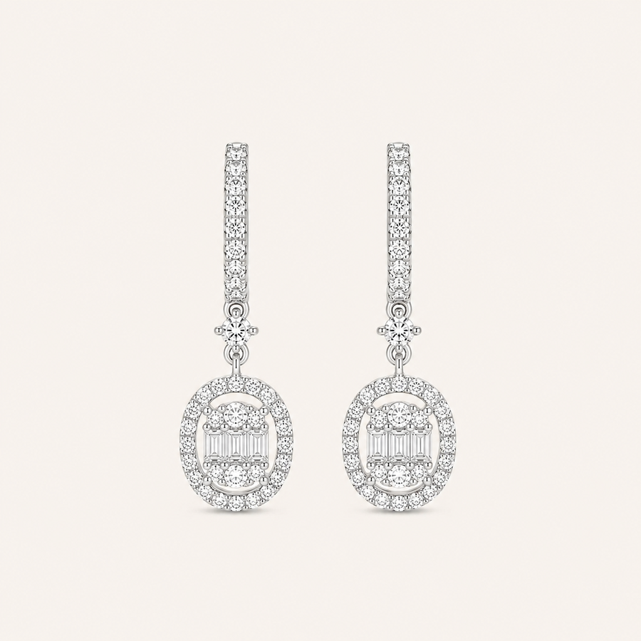 Miley Oval Drop Diamond Earrings - Psylish