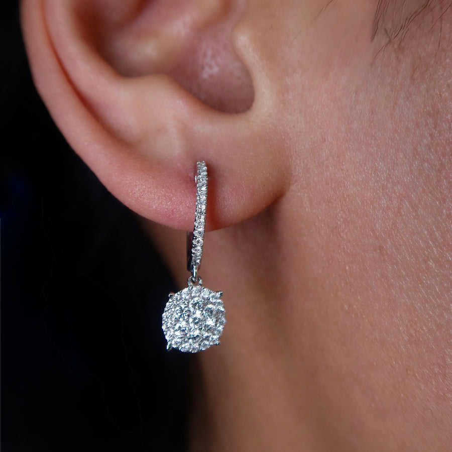 Miley Round Drop Diamond Earrings - Psylish