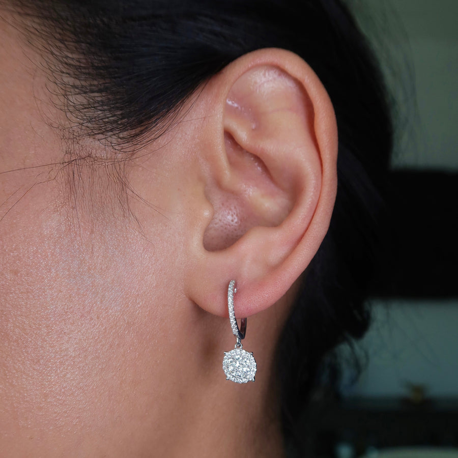 Miley Round Drop Diamond Earrings - Psylish