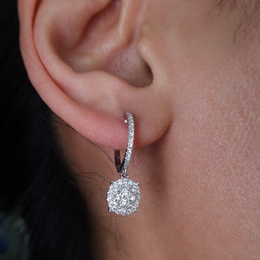 Miley Round Drop Diamond Earrings - Psylish