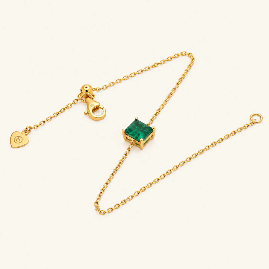 Natural Zambian Emerald Lariat Bracelet