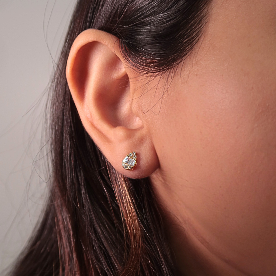 Pear Illusion Diamond Studs - Psylish