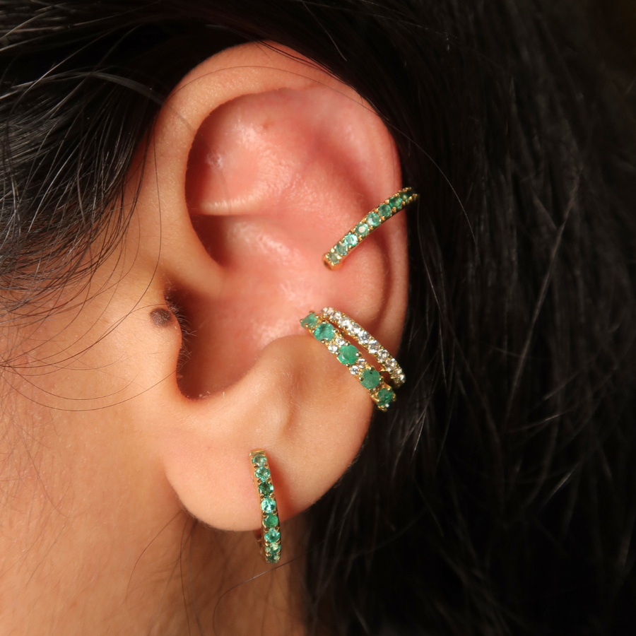 Kai White Sapphire & Emerald Cuff - Psylish