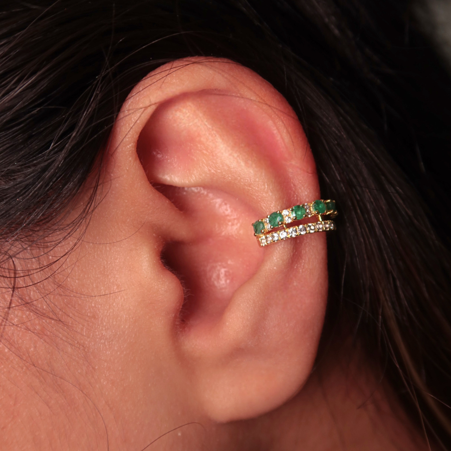 Kai White Sapphire & Emerald Cuff - Psylish