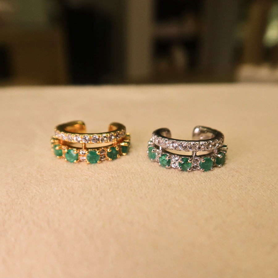 Kai White Sapphire & Emerald Cuff - Psylish