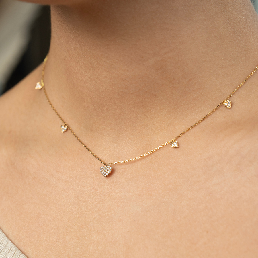 Five Petit Heart Diamond Necklace - Psylish