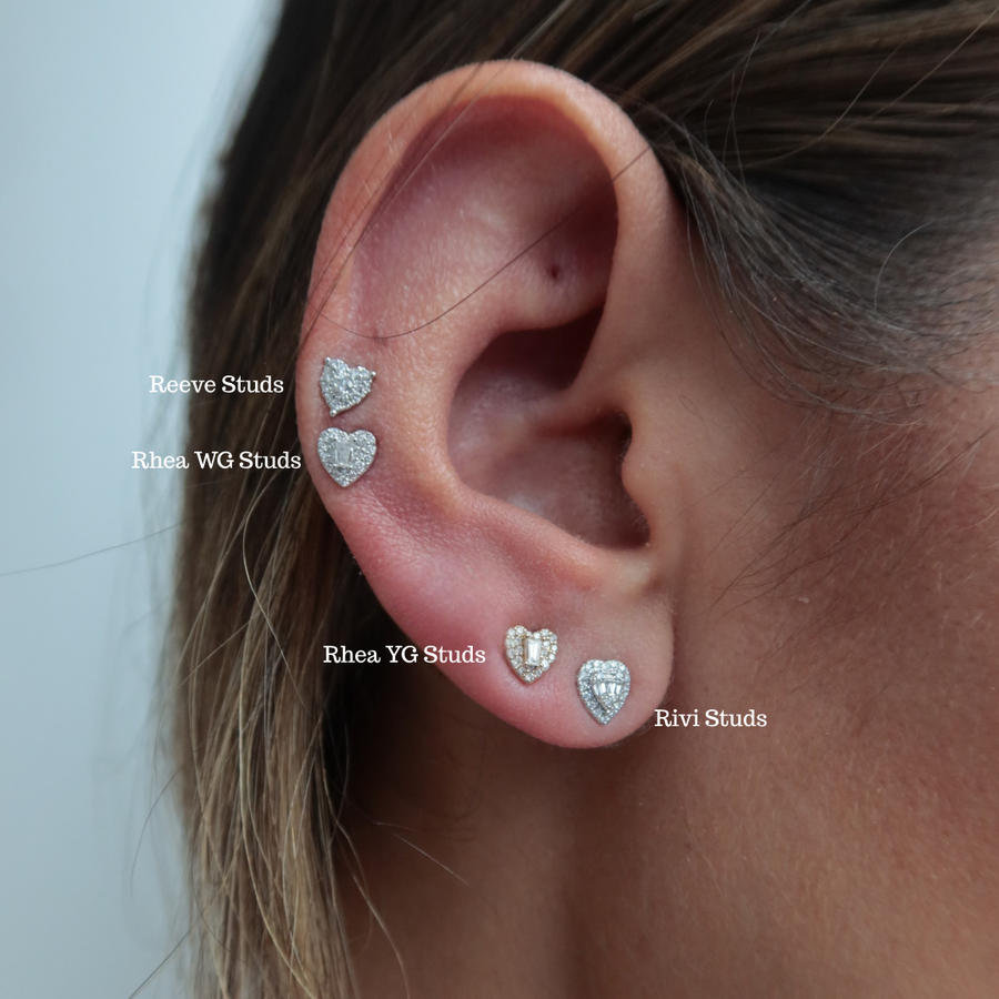 Rhea Heart Diamond Stud Earrings - Psylish