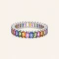 Rainbow Sapphire White Gold Ring
