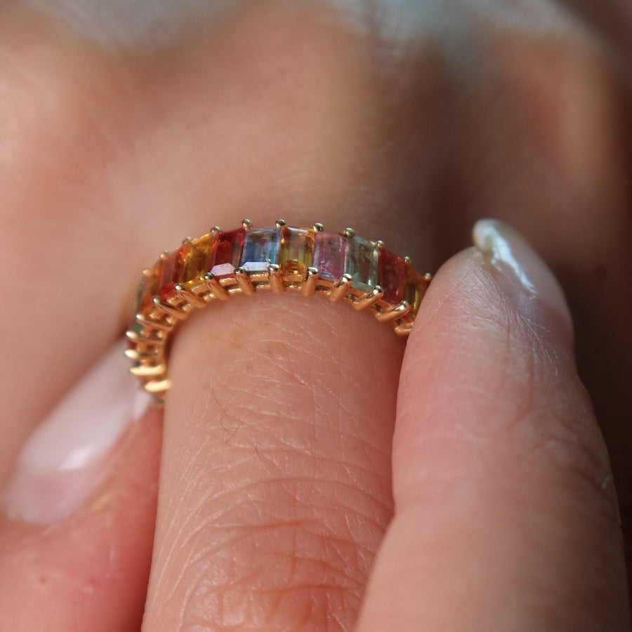 Rainbow Sapphire Yellow Gold Ring - Psylish