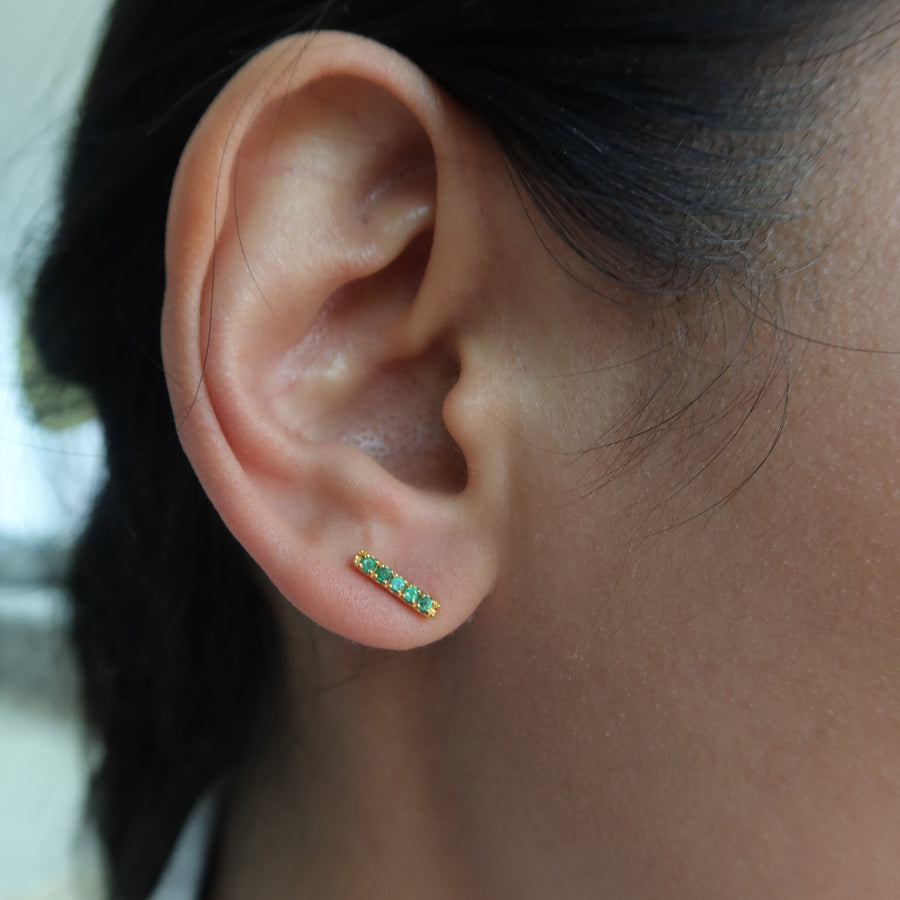 Linear Emerald Studs - Psylish