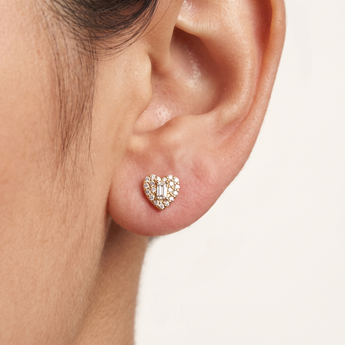 Rhea Heart Diamond Stud Earrings in Yellow Gold