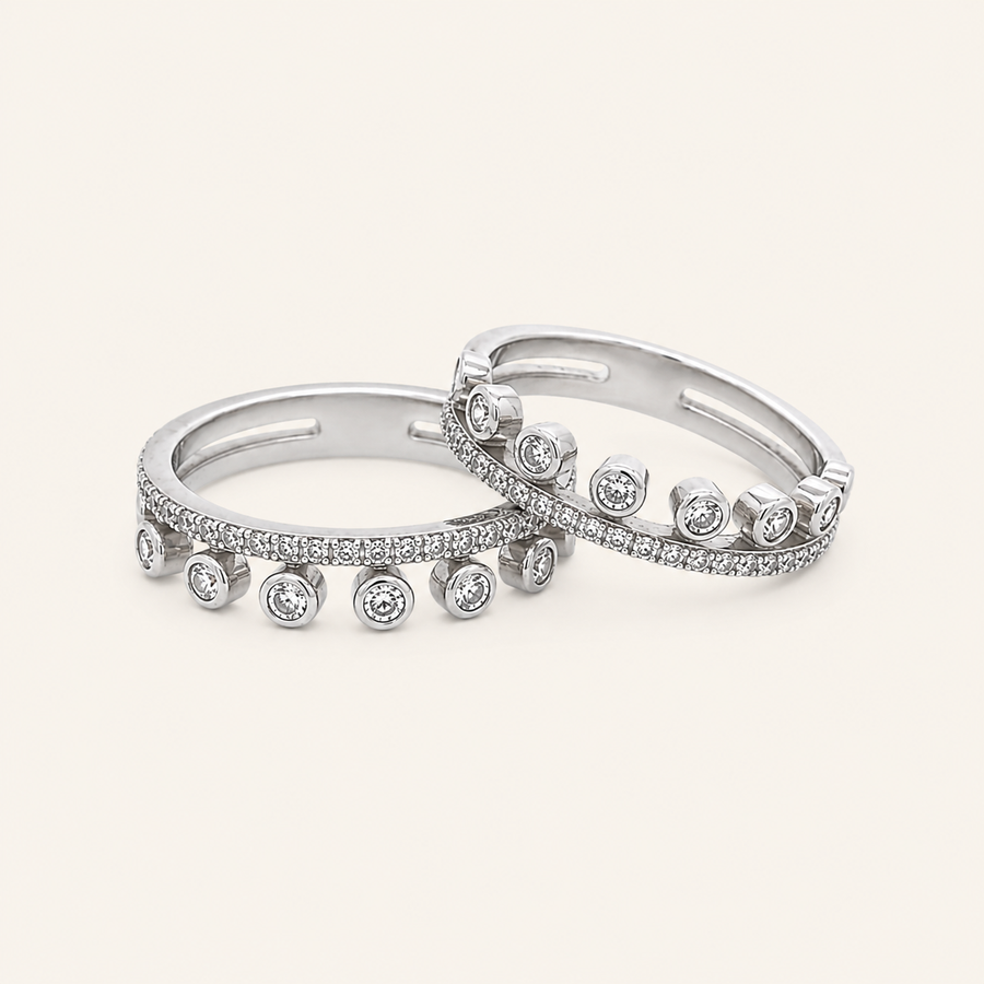 Sariah Diamond Twin Ring - Psylish