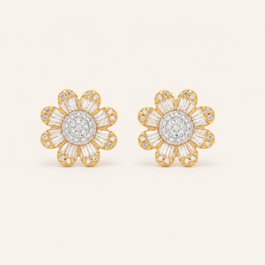 Sunflower Diamond Studs - Psylish