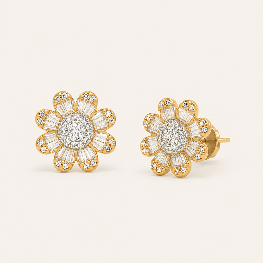 Sunflower Diamond Studs - Psylish