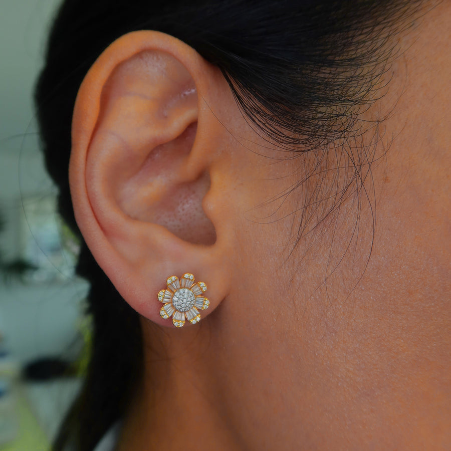Sunflower Diamond Studs - Psylish