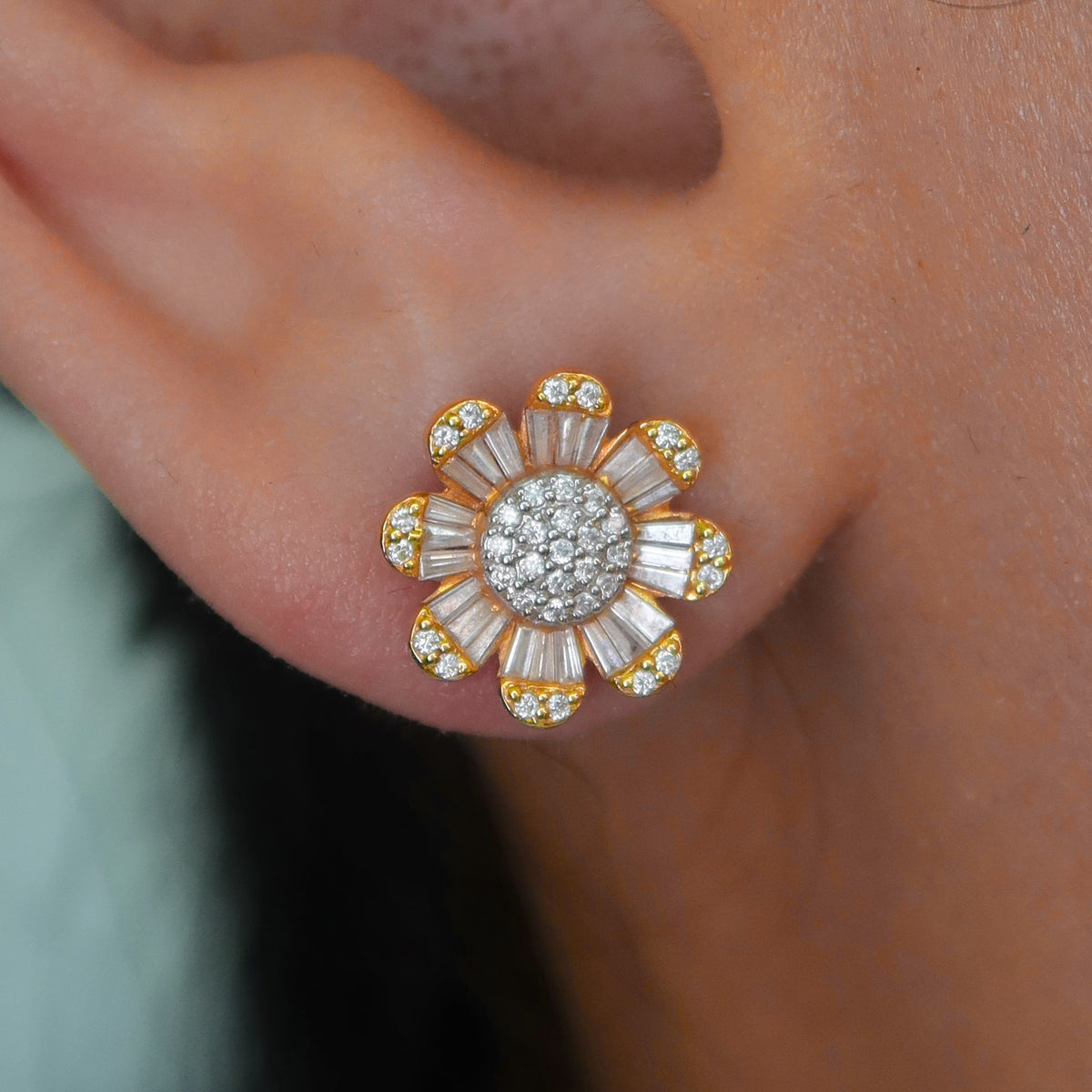 Sunflower Diamond Studs - Psylish