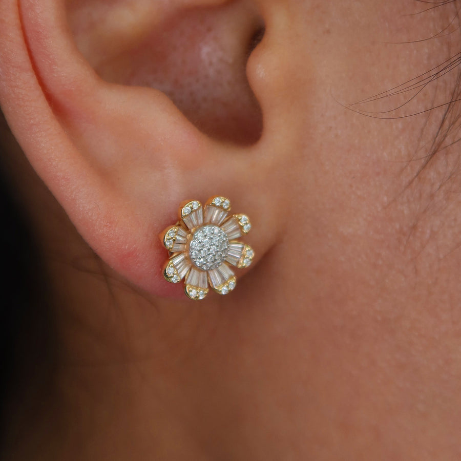 Sunflower Diamond Studs - Psylish