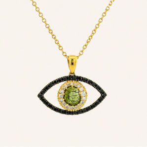 Tichi 'Evil Eye' Black Diamond Yellow Gold Necklace - Psylish