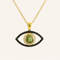 Tichi 'Evil Eye' Black Diamond Yellow Gold Necklace