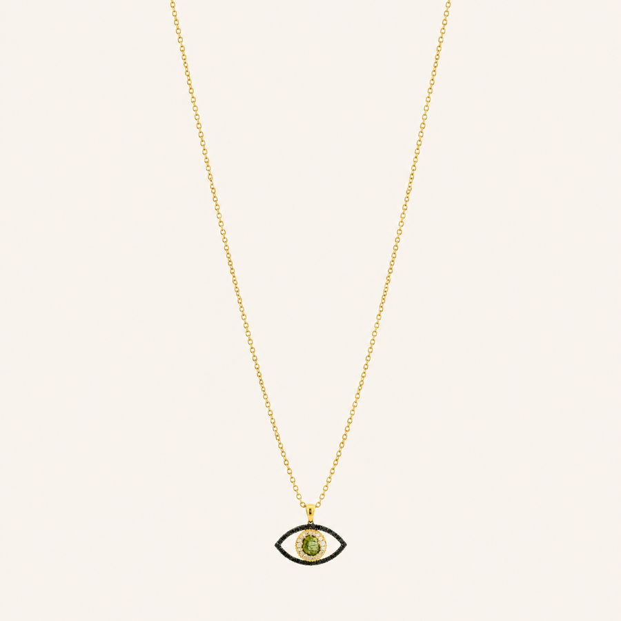 Tichi 'Evil Eye' Black Diamond Yellow Gold Necklace - Psylish